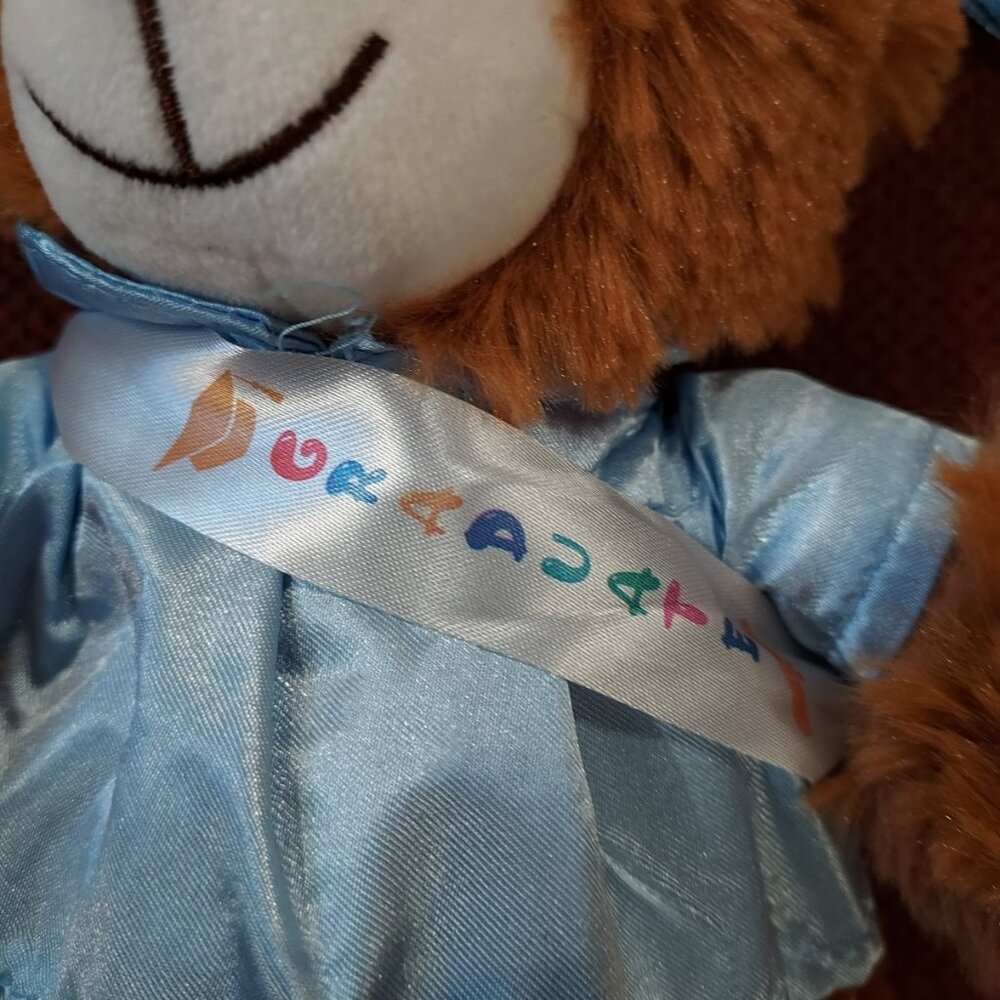 Plush Bear Graduation Baby Blue Cap and Gown Diploma 10 Inch - Picture 5 of 9
